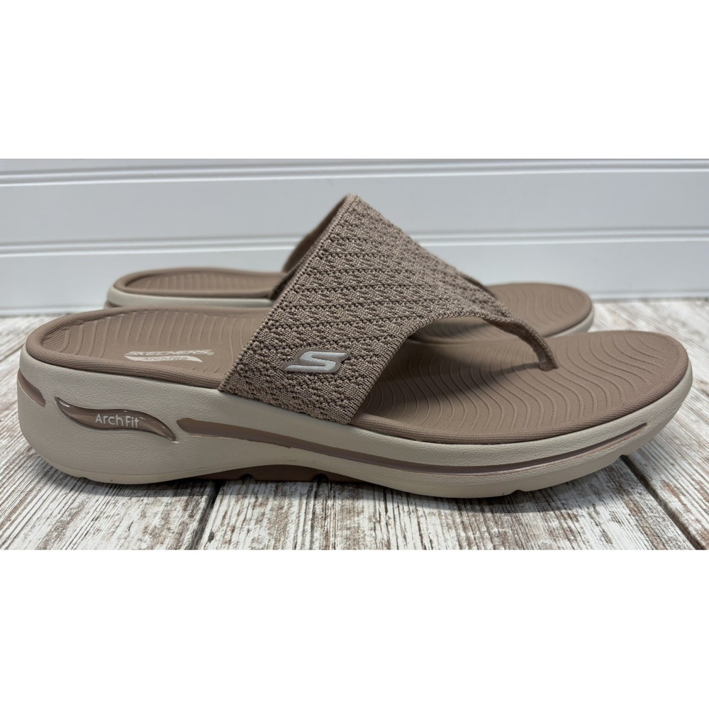 Skechers Arch Fit Thong Sandals Beige ULTRA GO Comfort Slip On US 11